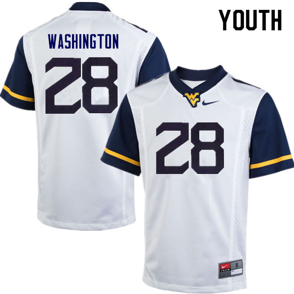 Youth #28 Keith Washington West Virginia Mountaineers College Football Jerseys Sale-White - Click Image to Close